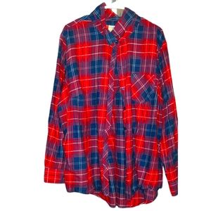 Red and Navy Flannel Buttondown